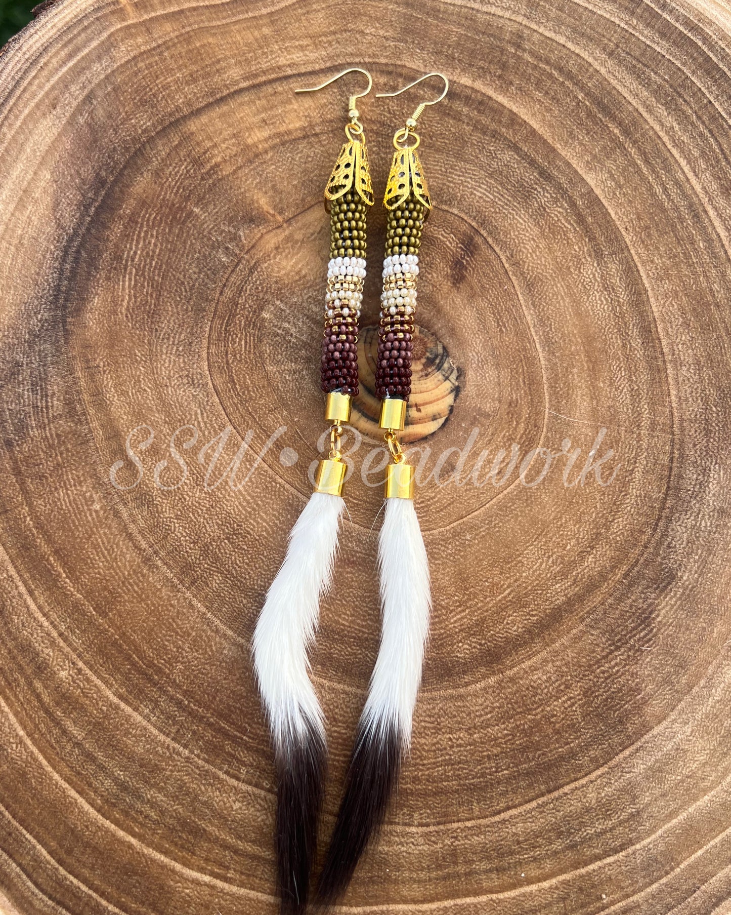 🍂Olive Green Ermine Tail Earrings