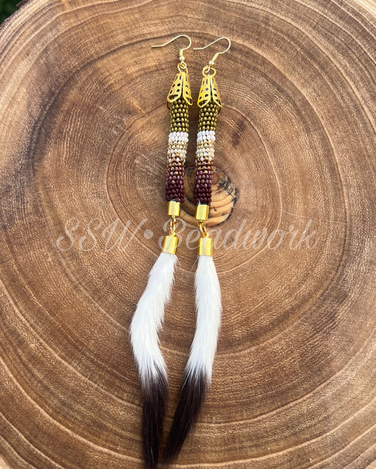 🍂Olive Green Ermine Tail Earrings