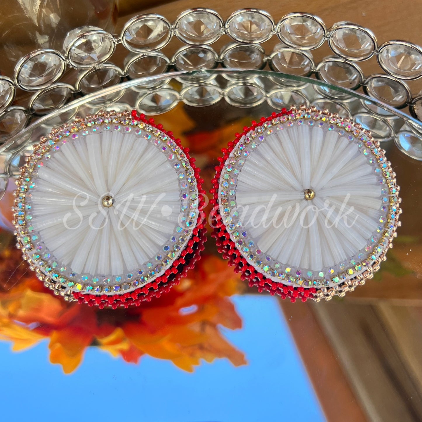 Red & Copper Large Dentalium Shell Earrings