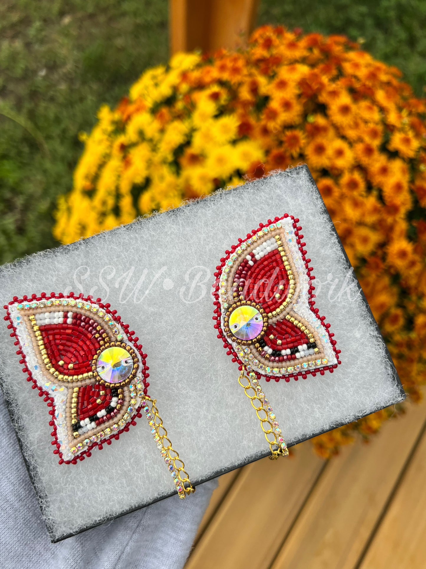 Red Beaded Butterflies