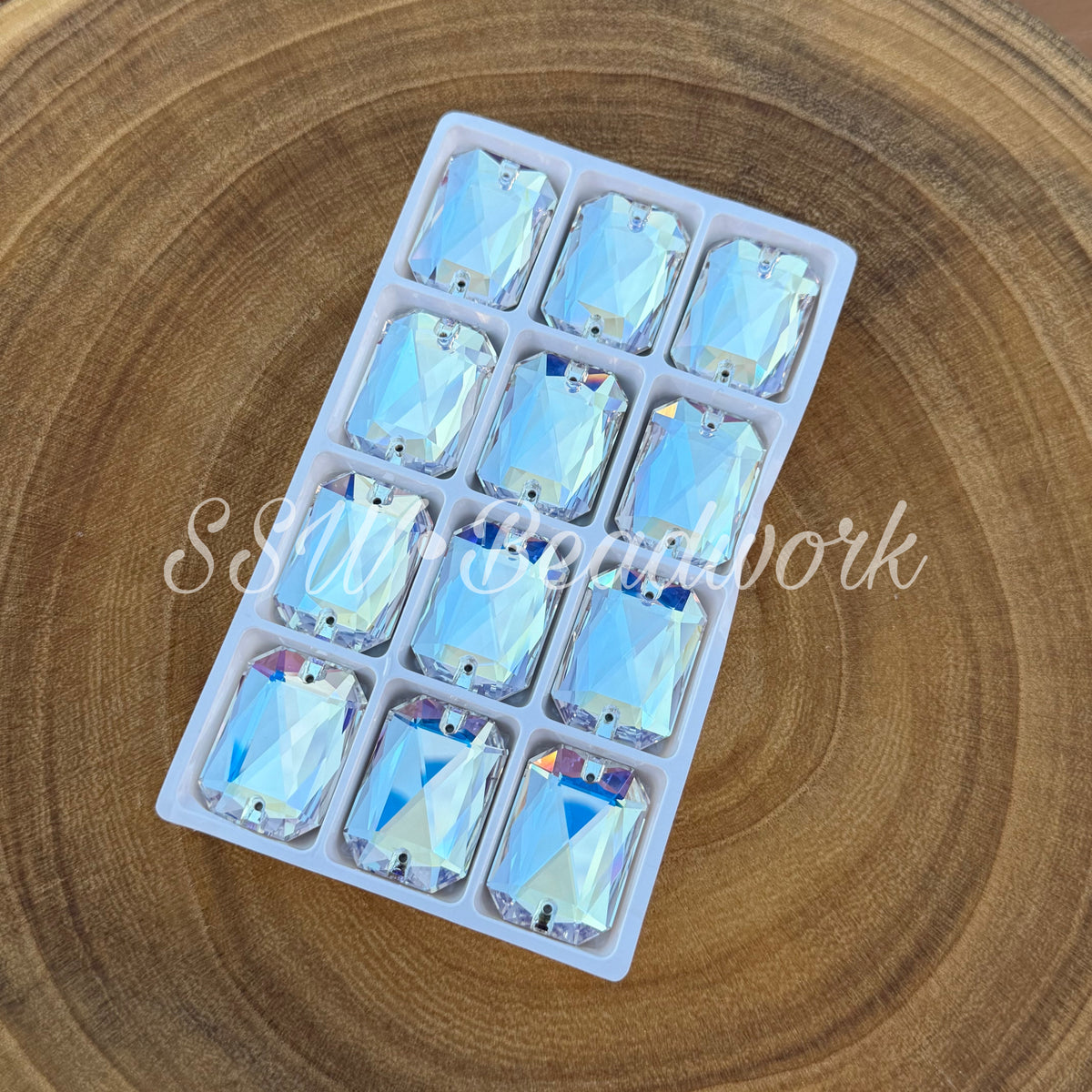 Flatback Emerald Cut Crystal Centers (Pair)