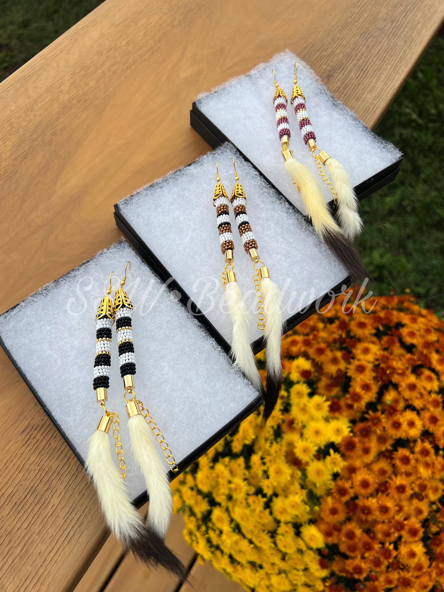 Beaded Ermine Tail Earrings