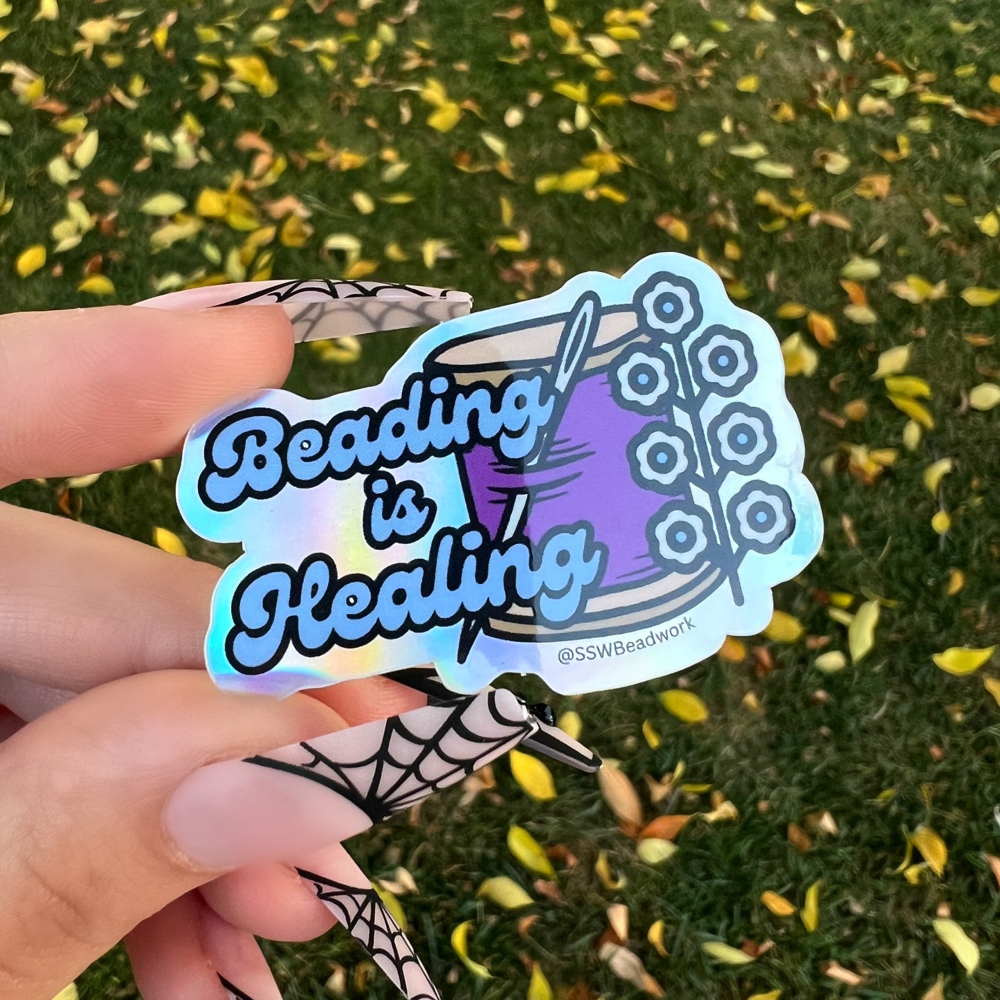 Holographic Beading is Healing Sticker