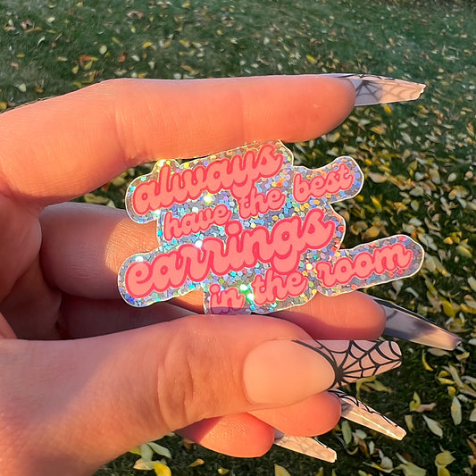 Glitter Best Earrings Sticker