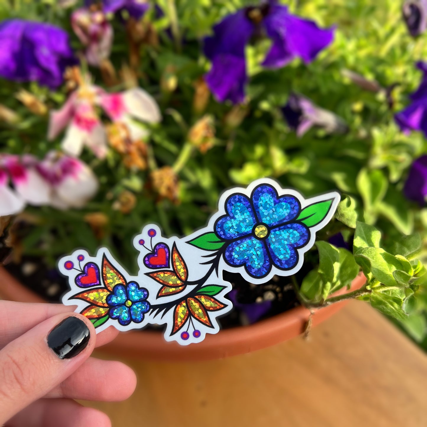 Glitter Floral Sticker