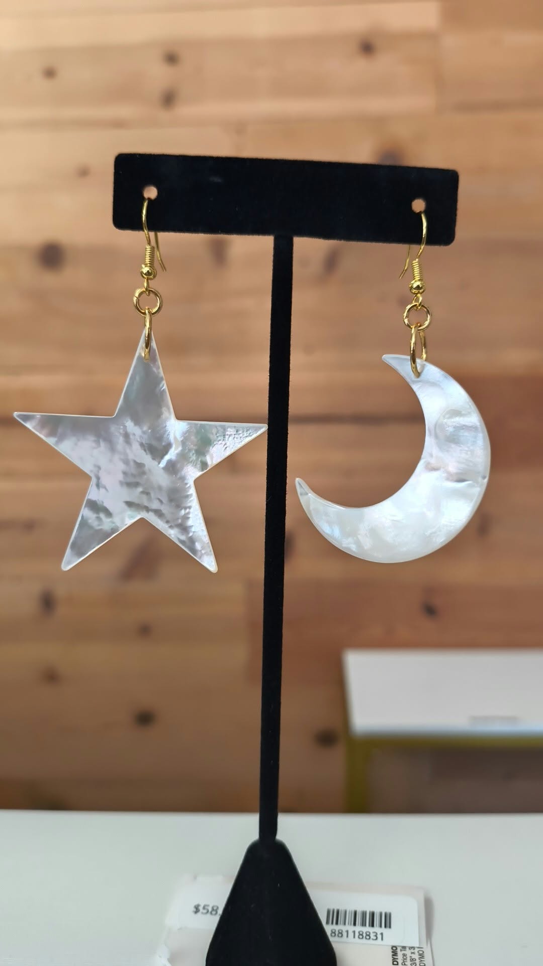 Wozek's.Ikeitawn - 50 mm MOP Star + 40 mm MOP Moon Earrings