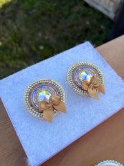 Teddy Beaded Earrings with Satin Bows 🎀