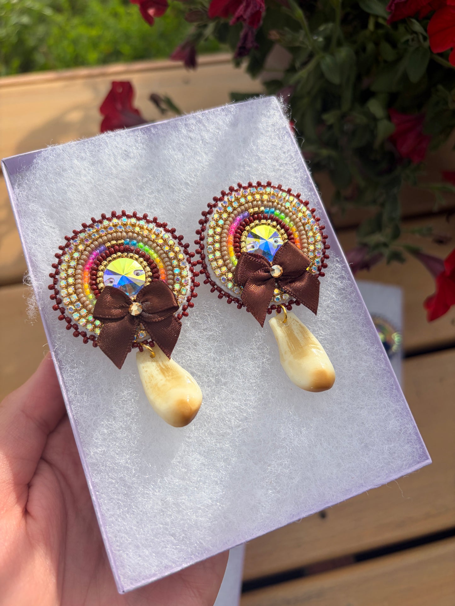 Brown Imitation Elk Teeth Earrings