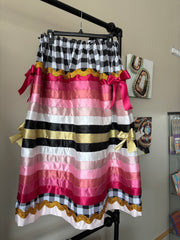 Acâhkosko Works - Black, White, Pink Ribbon Skirt M-2XL