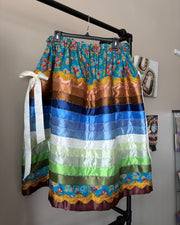 Acâhkosko Works - Blue and Brown Ribbon Skirt M-2XL