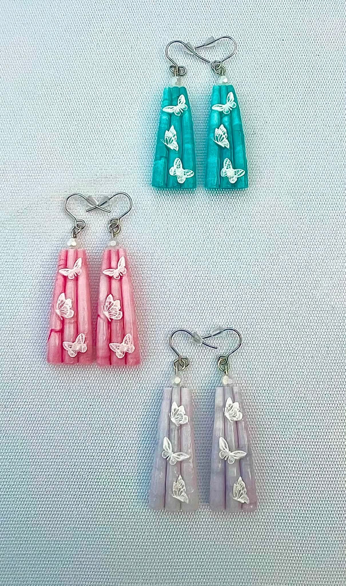 Talia Gone - Dentalium Shell Earrings with Butterflies