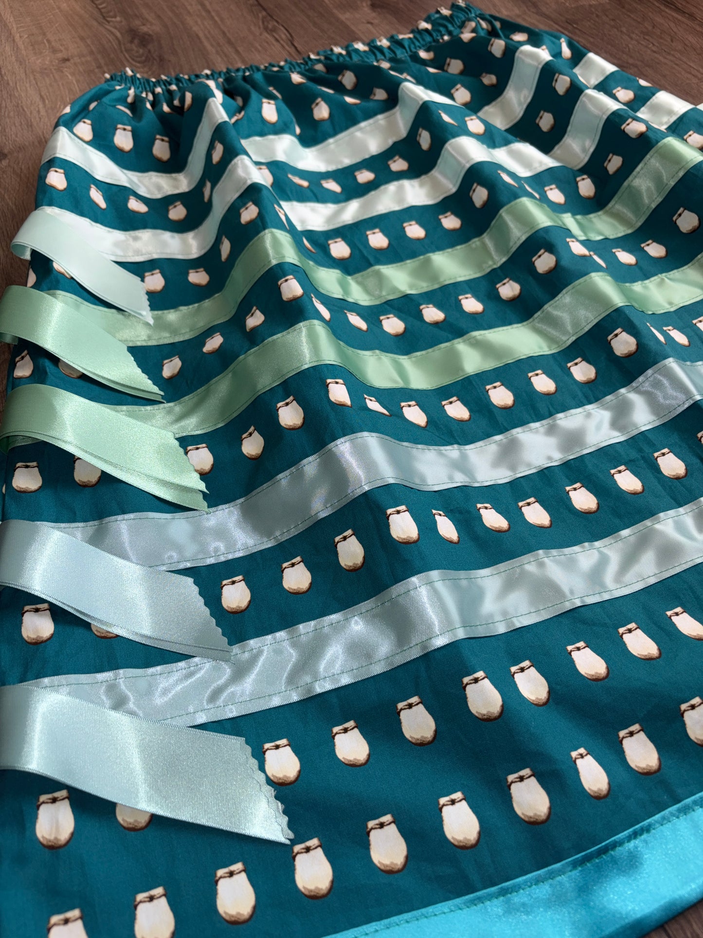 Billy Werk - XL Blue Elk Teeth Ribbon Skirt