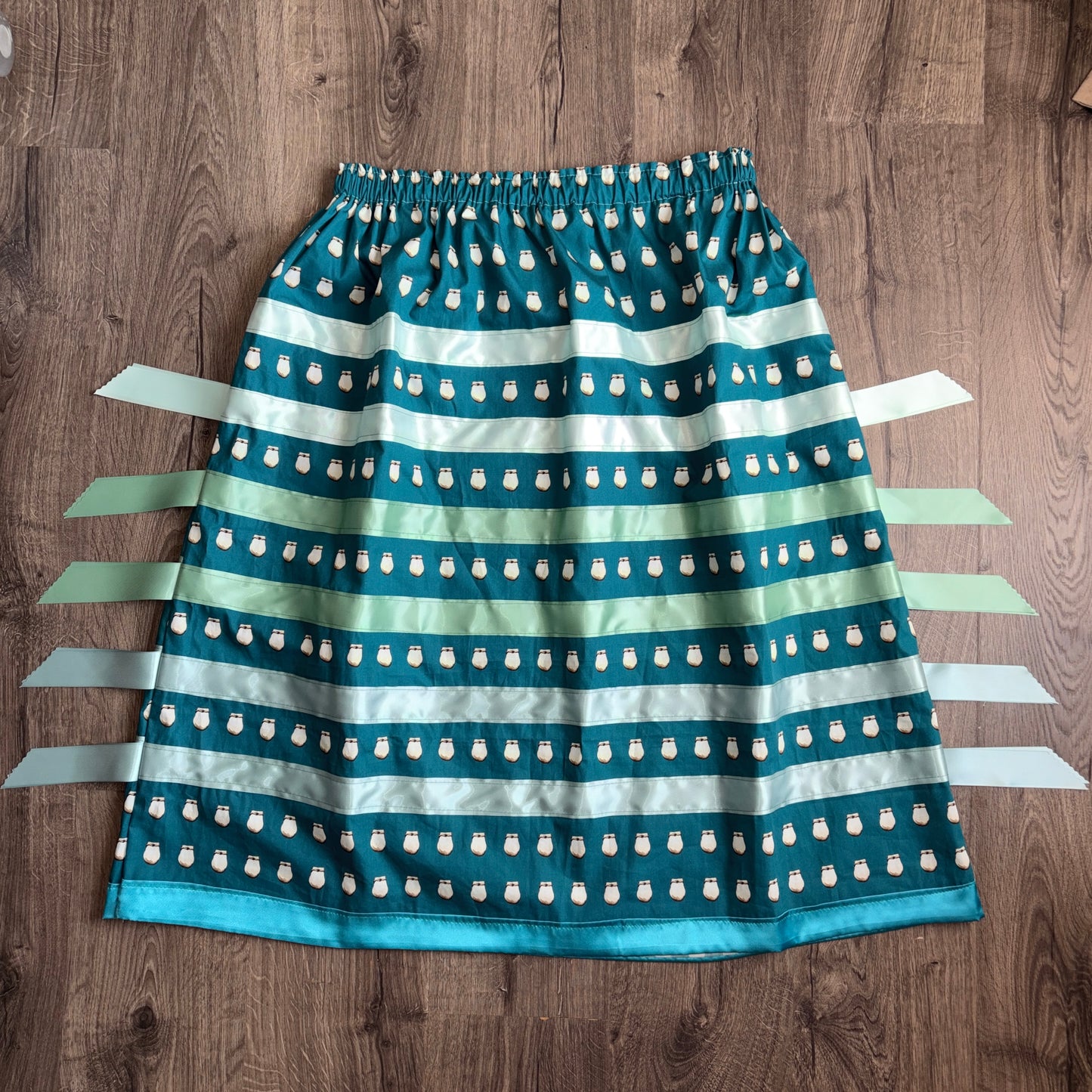 Billy Werk - XL Blue Elk Teeth Ribbon Skirt