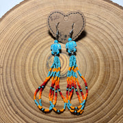 Sees The Dream - Turquoise Turtle Fringe Earrings