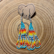 Sees The Dream - Turquoise Rainbow Fringe Earrings