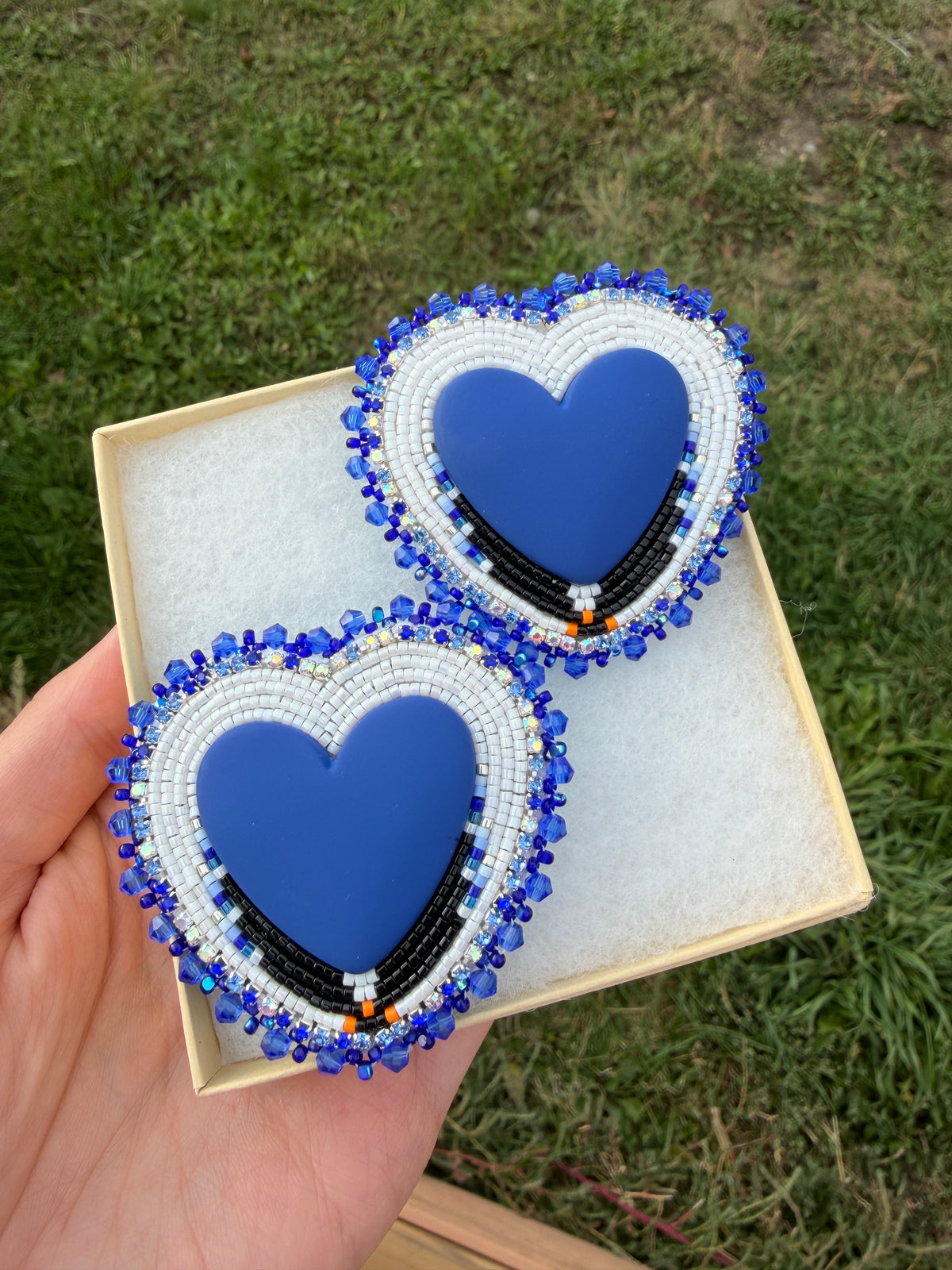 A'Trayio Campbell - Blue Heart Beaded Earrings