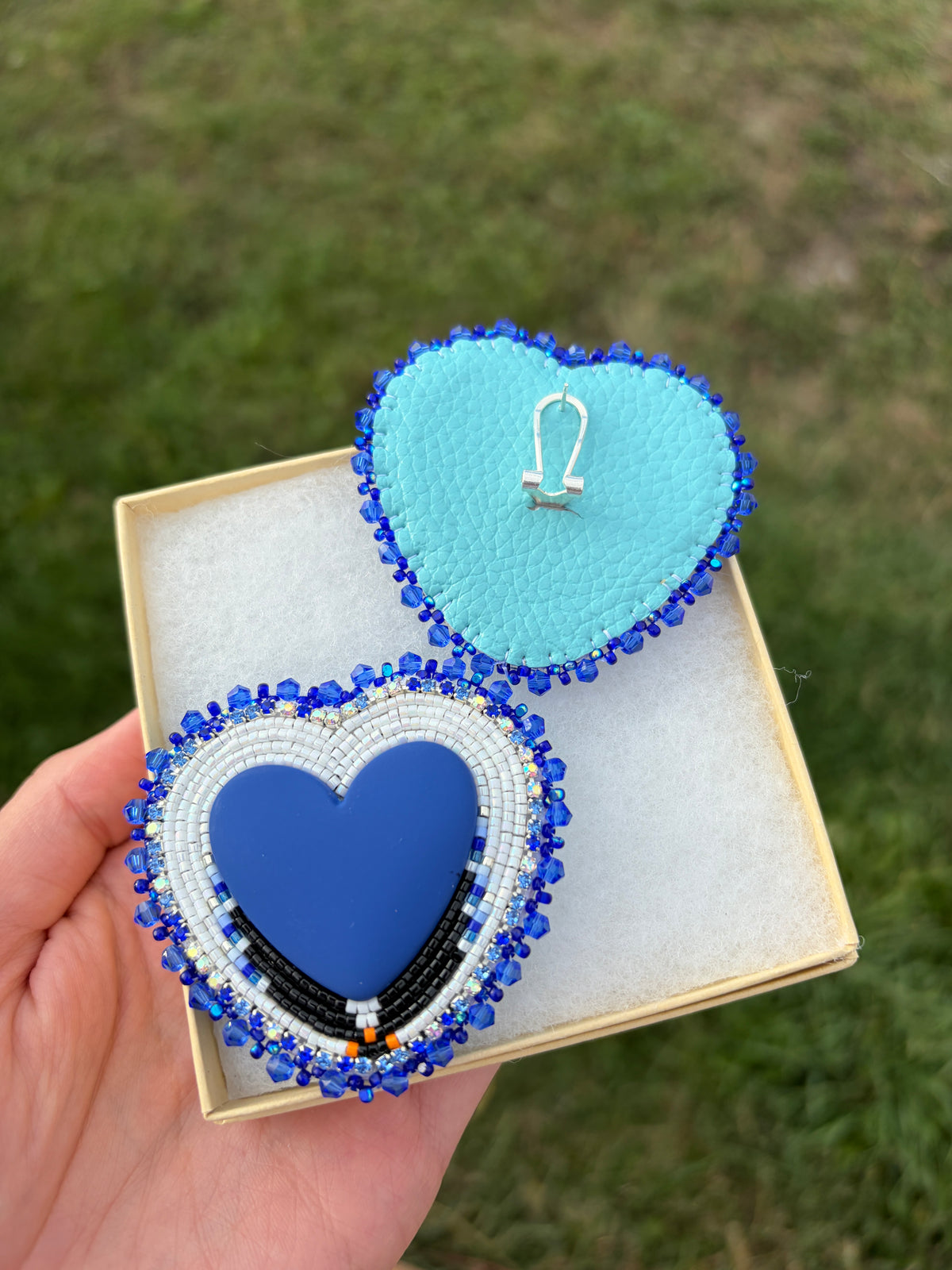 A'Trayio Campbell - Blue Heart Beaded Earrings