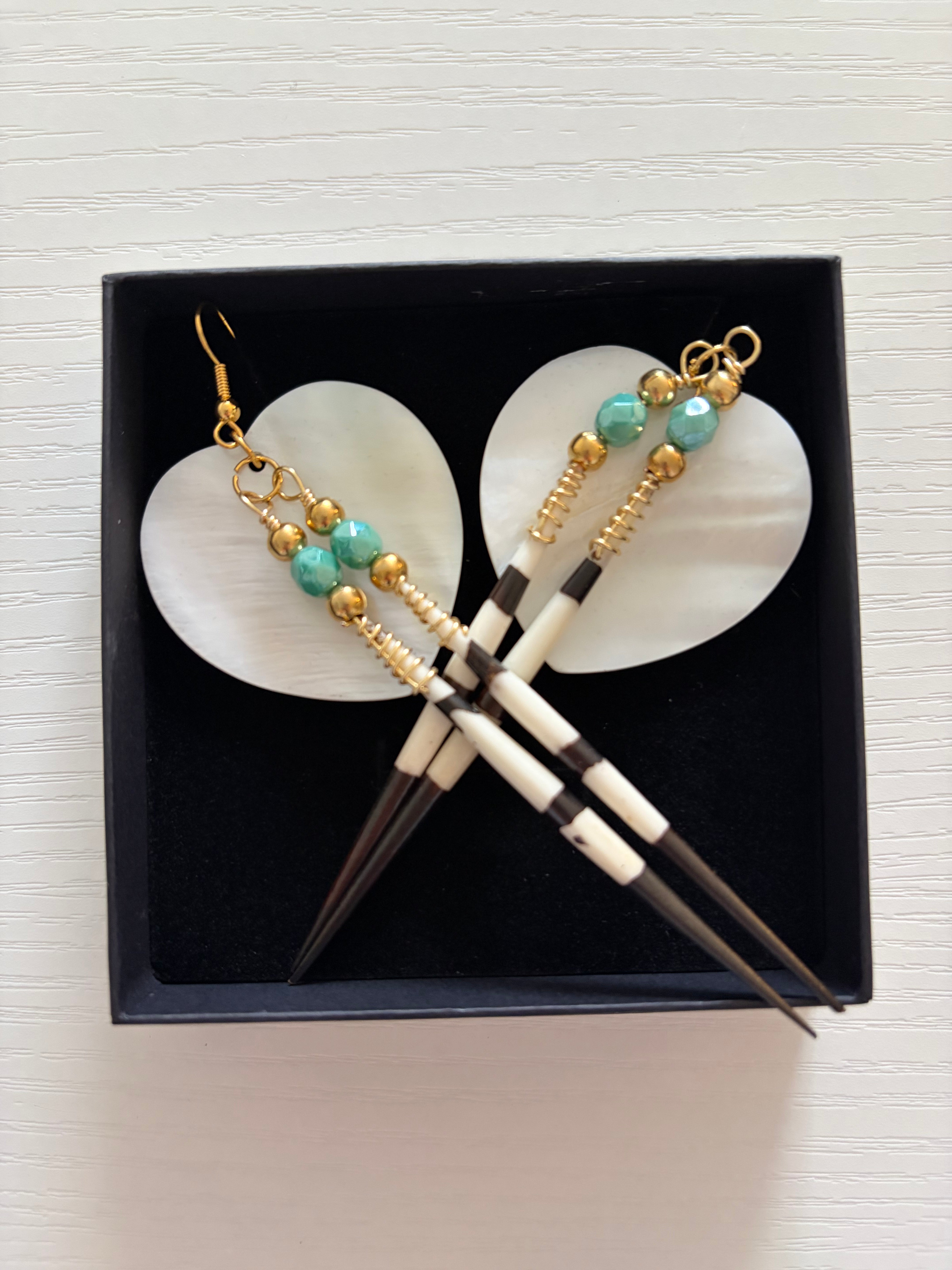 BlueRock Beads - Shell/Quill Earrings