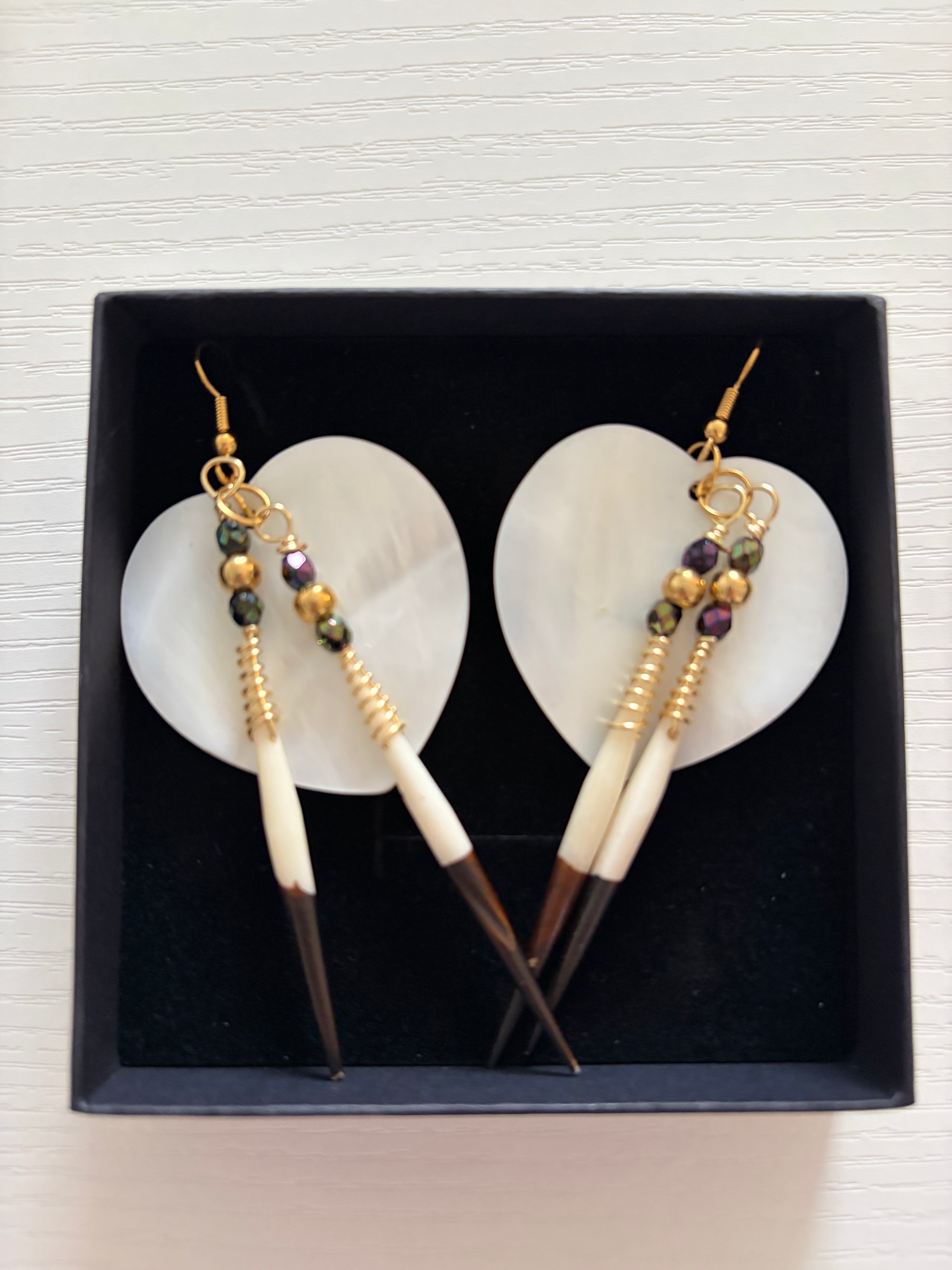 BlueRock Beads - Shell/Quill Earrings