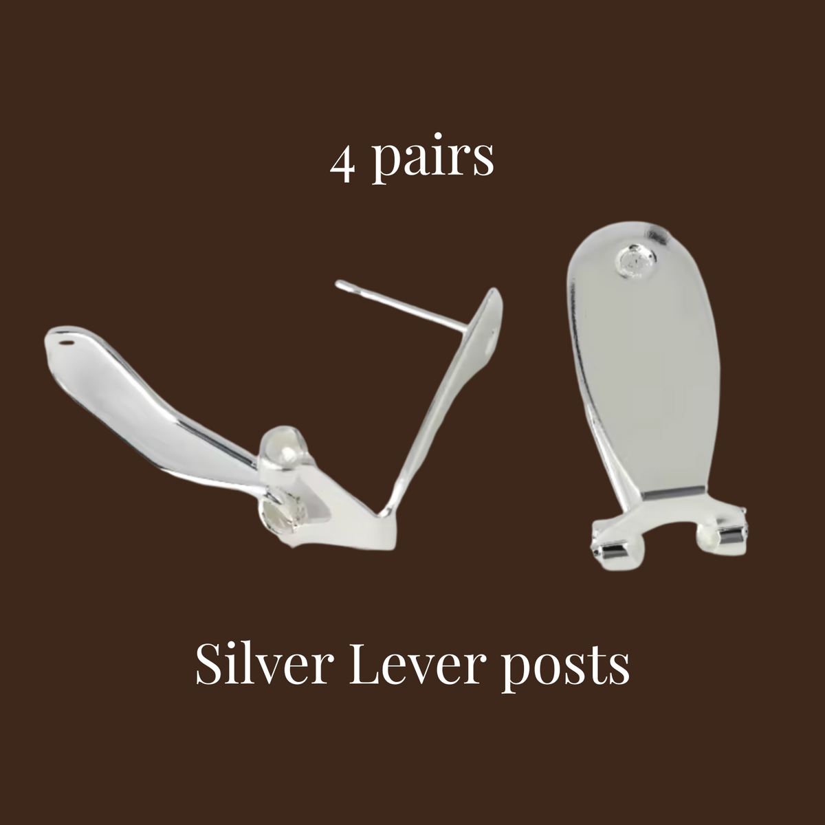 4 Pairs - Silver Lever Posts