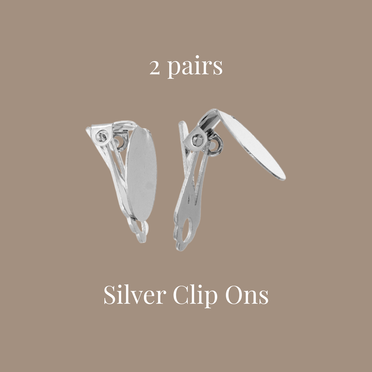 Silver Clip-on Flat 14mm - 2 Pairs