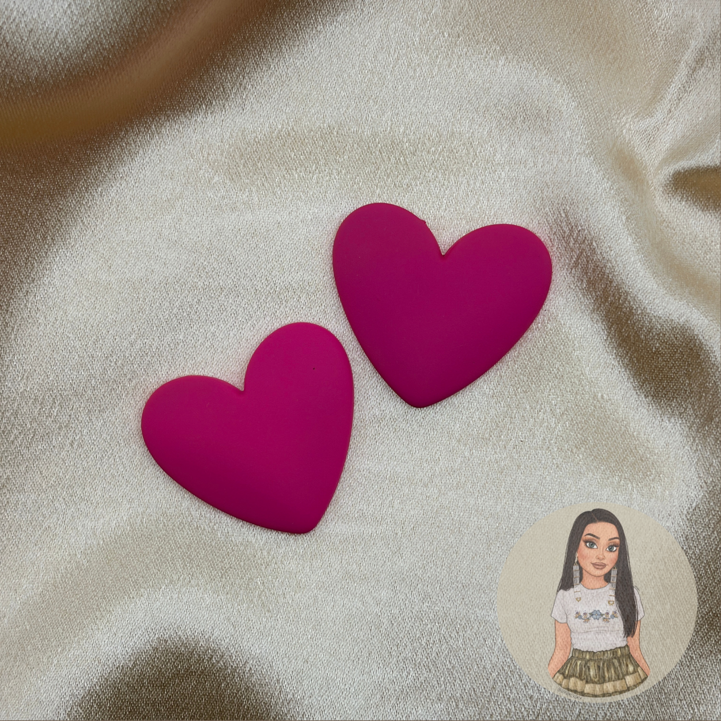 🩷Vibrant Pink Large Heart Center
