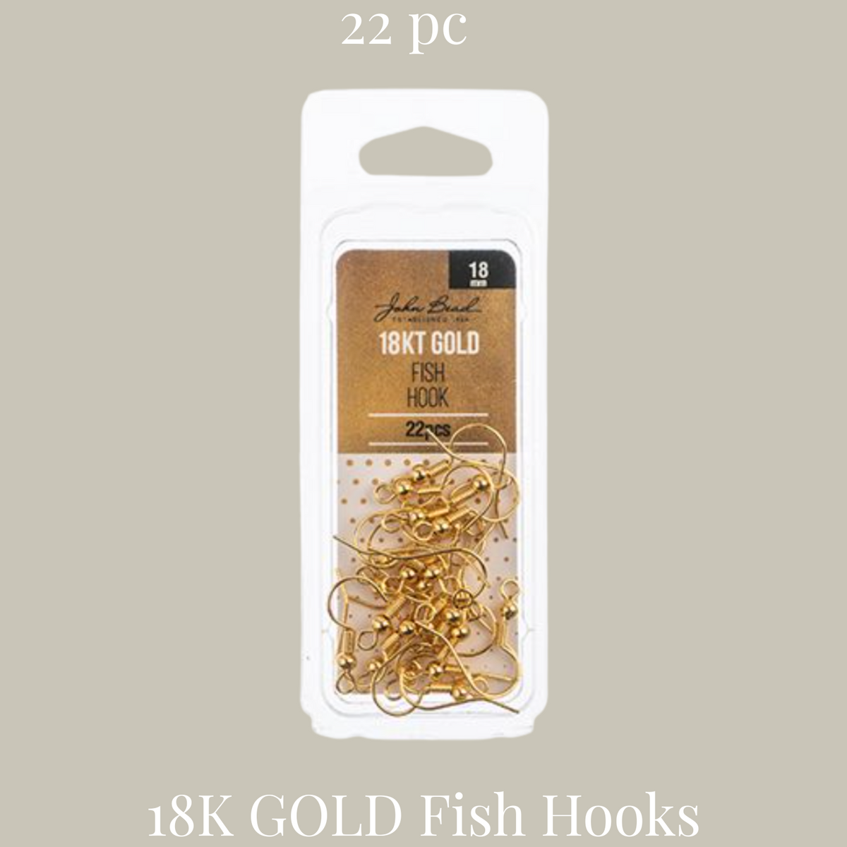 18kt Gold Plated Earring Fish Hook 18mm 22pcs