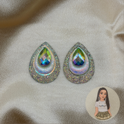 Peacock Stones  30x40mm Drop Crystal AB