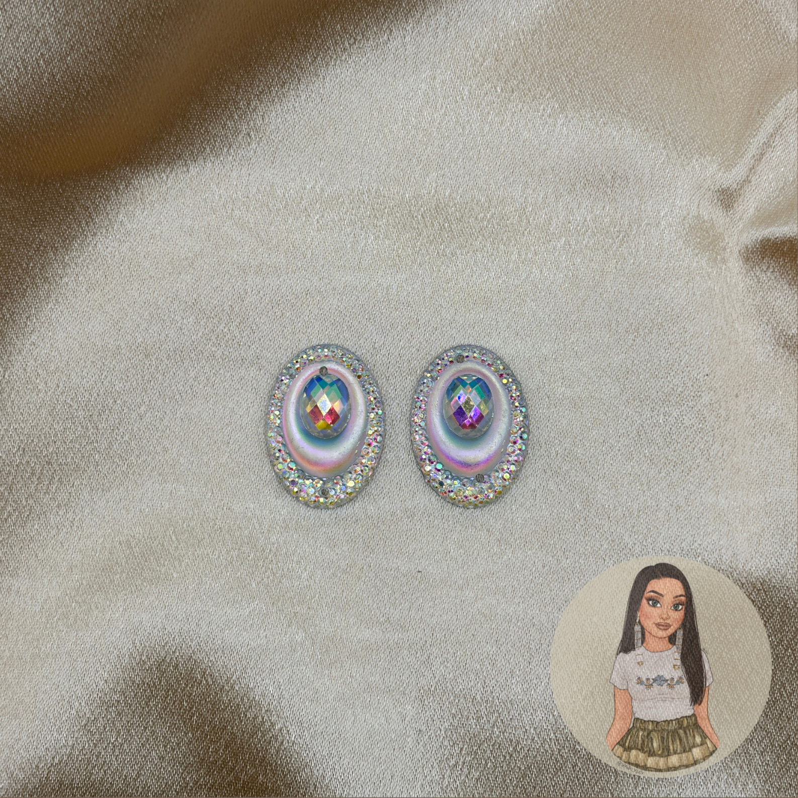 Peacock 18x25mm Oval Crystal AB