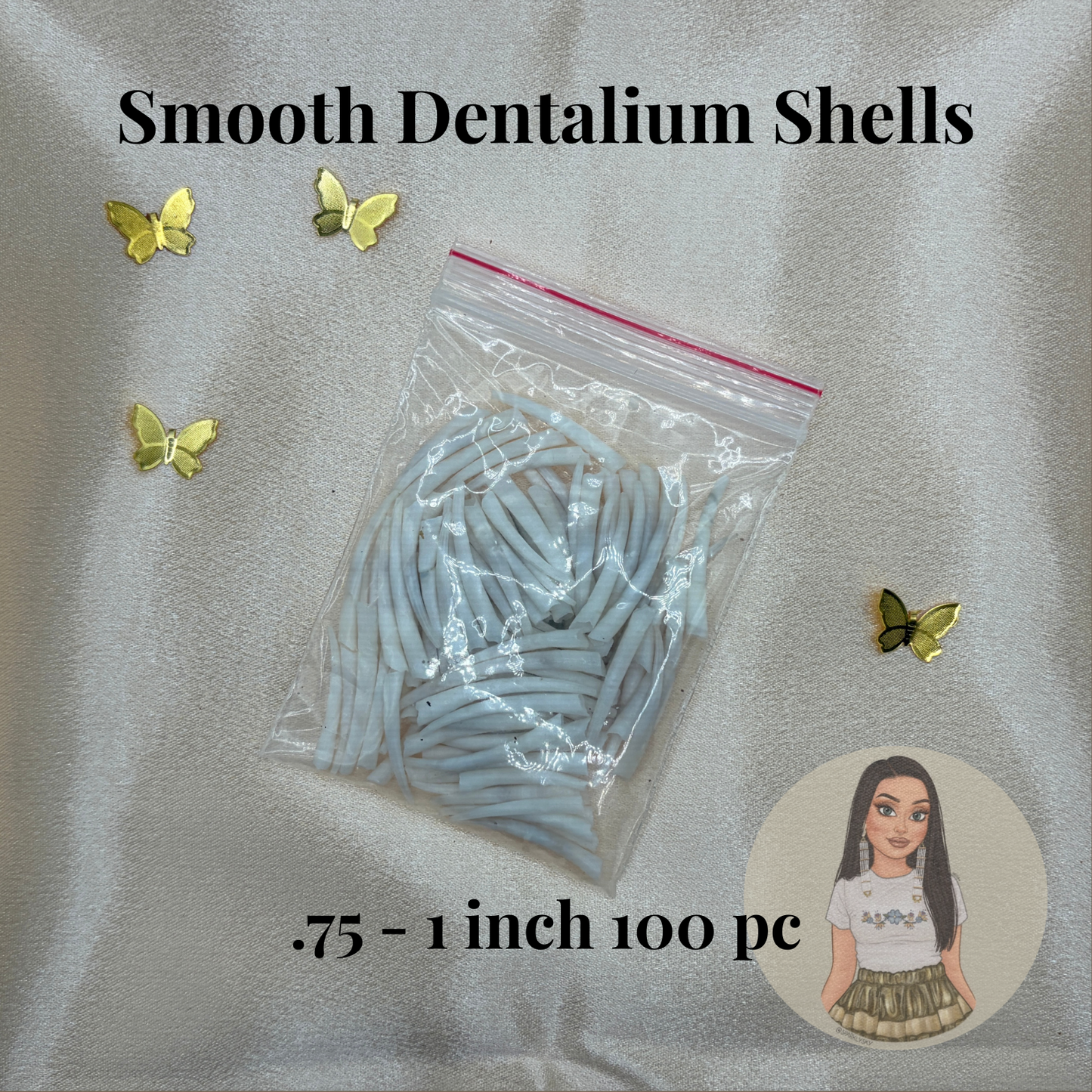 Dentalium Shells - .75-1 inch smooth 100 pc
