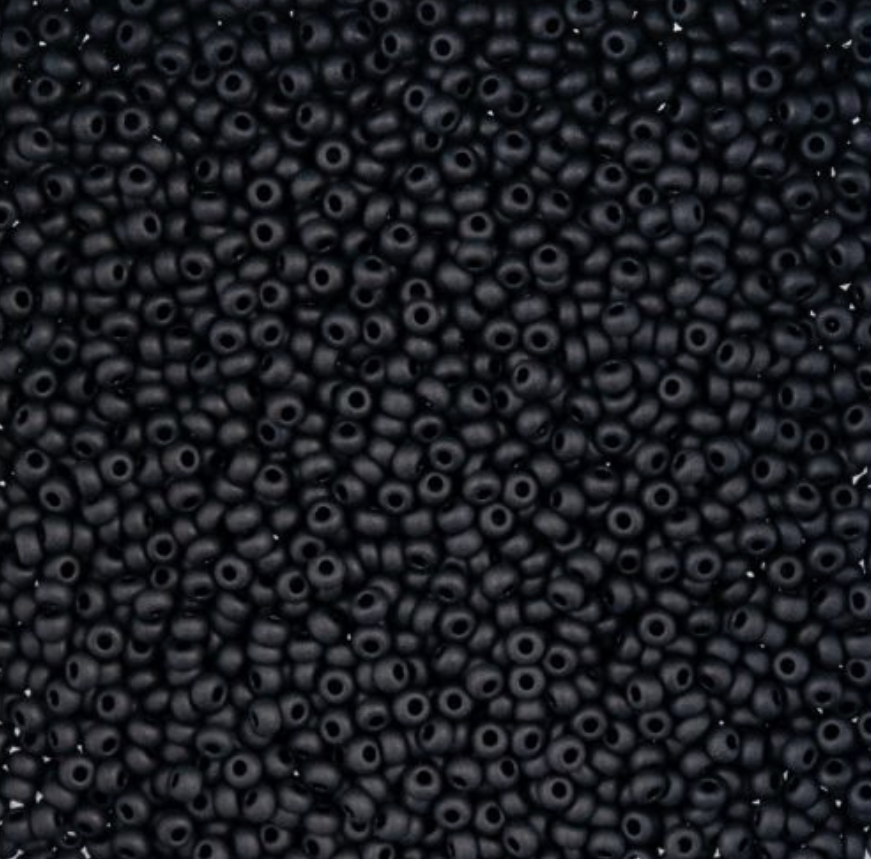 Czech Seed Bead 11/0 Vial Opaque Black Matt apx23g