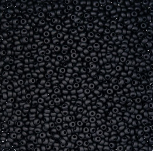 Czech Seed Bead 11/0 Vial Opaque Black Matt apx23g