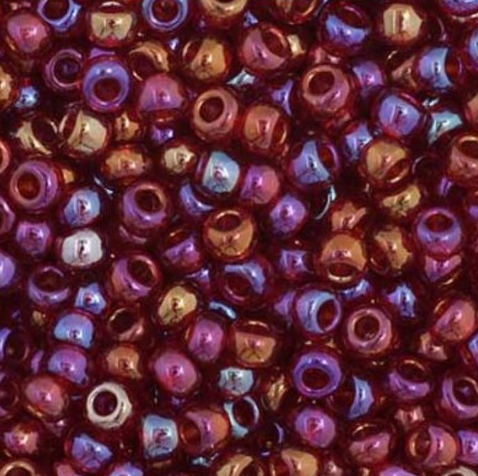 Czech Seed Bead 11/0 Vial Transparent Red AB apx23g