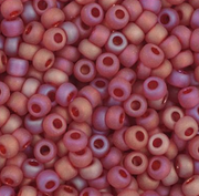 Czech Seed Bead 11/0 Vial Transparent Light Red AB Matt apx23g
