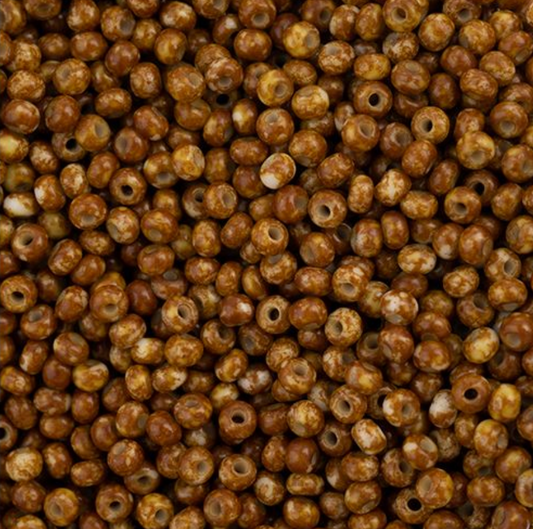 Czech Seed Bead 11/0 Vial Opaque Travertine on Chalk White apx23g
