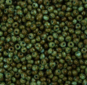 Czech Seed Bead 11/0 Vial Opaque Travertine on Turquoise apx24g