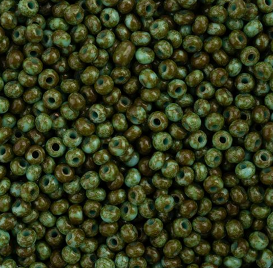 Czech Seed Bead 11/0 Vial Opaque Travertine on Turquoise apx24g