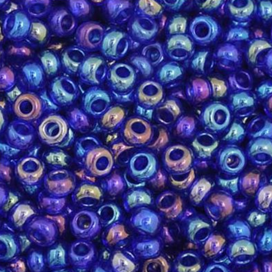 Czech Seed Bead 11/0 Vial Transparent Navy Blue AB apx23g
