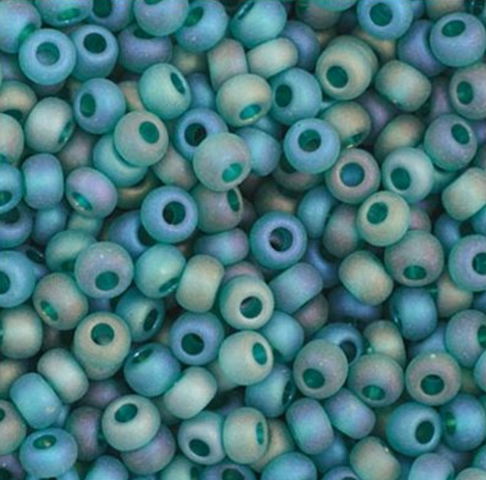 Czech Seed Bead 11/0 Vial Transparent Teal AB Matt apx23g