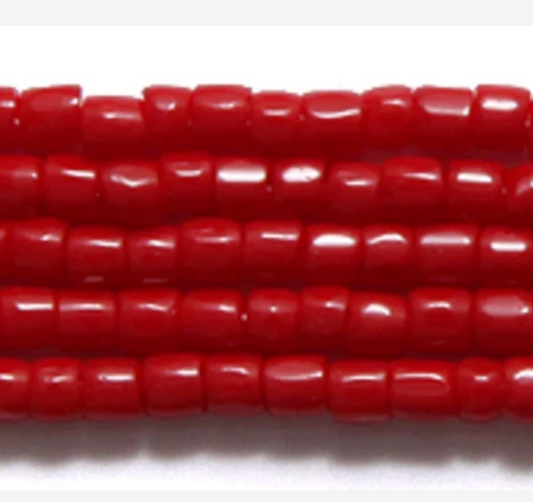 CZ Seed Bead 3-cut Opaque Medium Red 9/0
