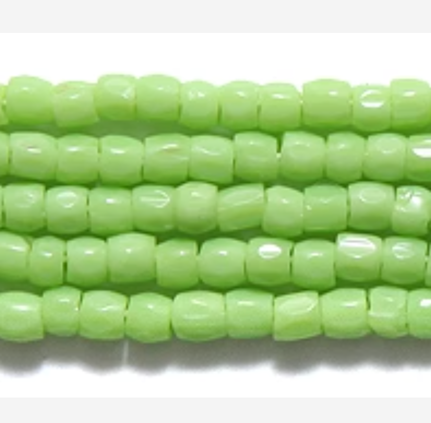 CZ Seed Bead 3-cut Opaque LT Green 9/0