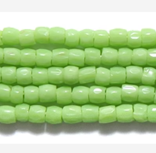 CZ Seed Bead 3-cut Opaque LT Green 9/0