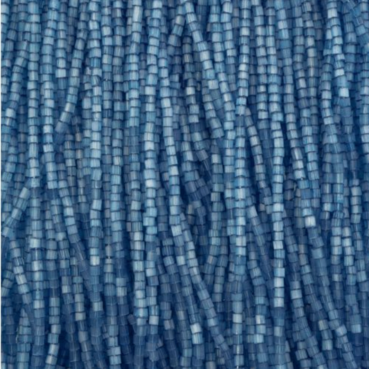 Czech Seed Beads 10/0 2Cut Satin Blue Solgel Strung