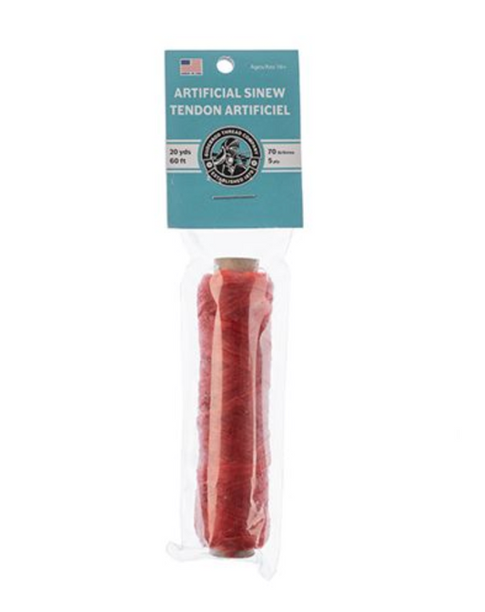 Gudebrod Sinew Bobbin 60ft (20yd) Red 5ply 70lb test