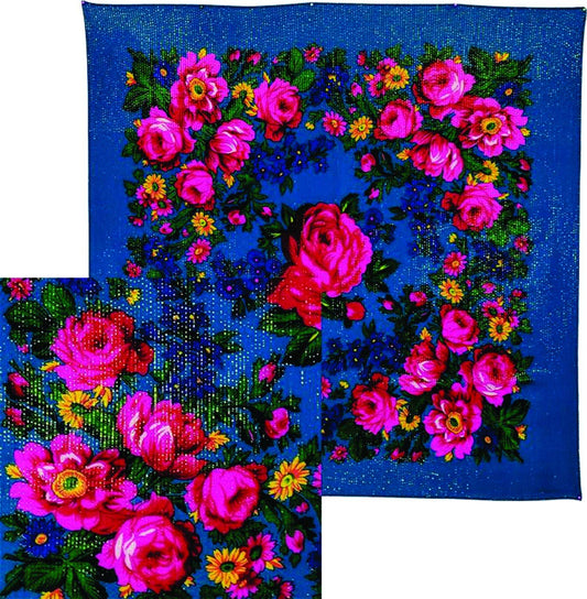FSF-BLU - 30" Square Scarf
100% Acrylic
floral Border Patte