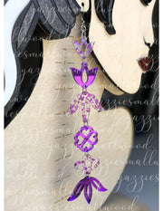 yazziesmallwood - Whimsical Florals XL earrings: Purple Mirror Flake