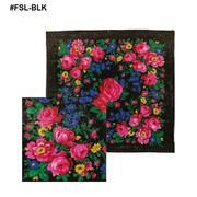 Nativo - FSL-BLK - Large Metallic Floral Scarf 44"x44"