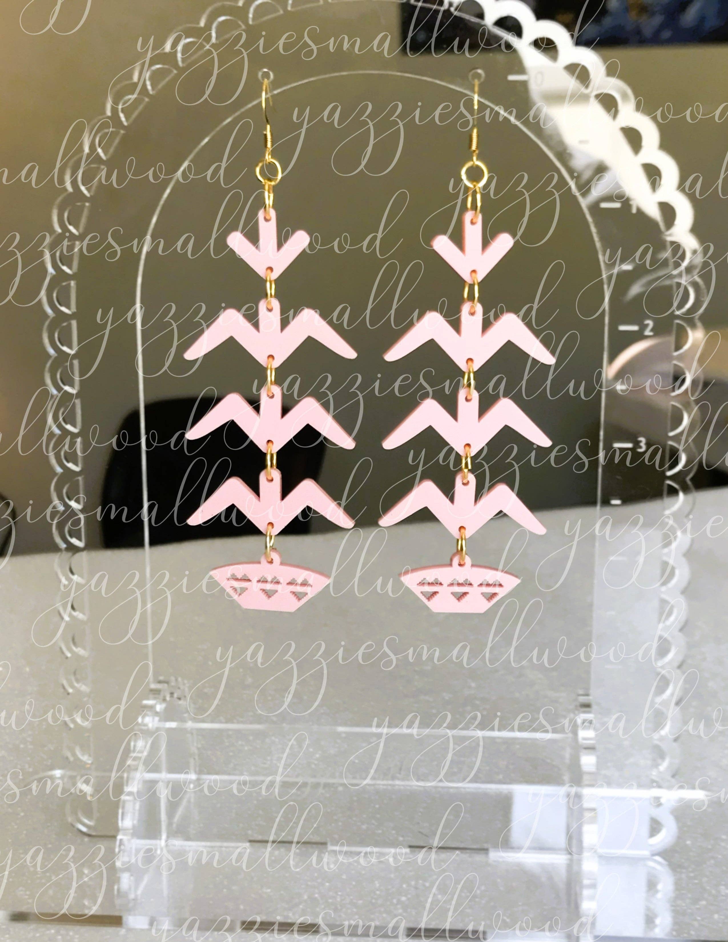 yazziesmallwood - Tree of life earrings: Salmon Matte/Matte