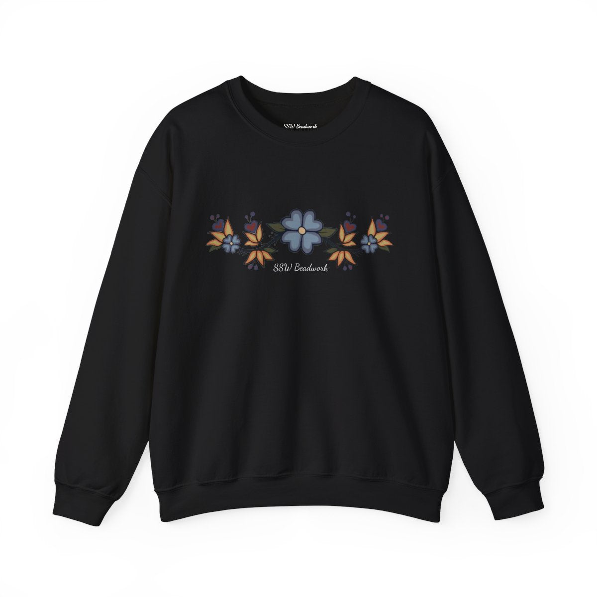 Black SSW Beadwork Floral Unisex Crewneck