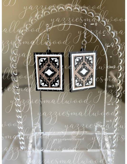 yazziesmallwood - Navajo Rug Dangles: Brown Light